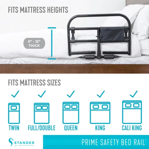 Vista 7 de Stander Riel de cama de seguridad Prime, mango bariátrico para adultos, personas mayores y ancianos, barandilla extraíble y asistencia de soporte