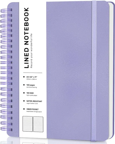 Vista 22 de Cuaderno rayado en espiral, cuaderno en espiral A4, 8.5 x 11 pulgadas, papel grueso de 100 GSM, cuadernos de diario encuadernados en espiral