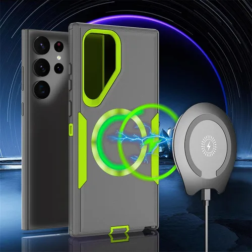 Vista 5 de Funda diseñada para Samsung Galaxy S22 Ultra, magnética, protección contra caídas de servicio pesado, protección de doble capa, compatible