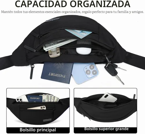 Vista 3 de MAXTOP Riñonera Grande Cruzada Riñonera de Cintura con 4 Bolsillos con Cremallera Artículos Esenciales de Senderismo y Viaje para Mujeres y Hombres
