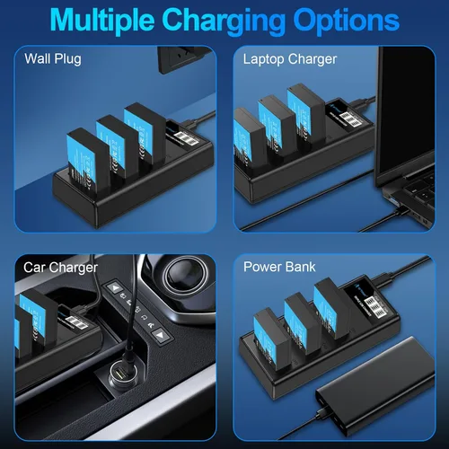 Vista 6 de Artman LP-E17 - Paquete de 3 baterías de 1300 mAh y cargador LCD de 3 ranuras para Canon EOS R50 R8 R10 RP R100, Rebel T8i T7i T6i T6s SL2 SL3, EOS