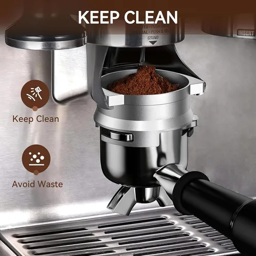 Vista 5 de YFWOOD Juego de embudo dosificador y pantalla de disco de 2.126 in, embudo de aluminio ligero para portafiltros Breville Barista, accesorios de café
