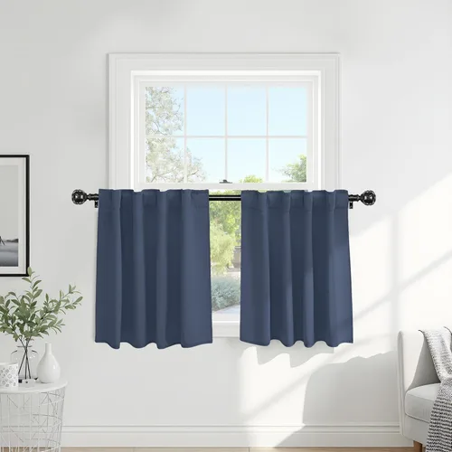 Vista 56 de PONY DANCE Cortinas cortas con aislamiento térmico para ventana pequeña, para guardería, baño, cocina, lavandería, caravana, sótano, 29 pulgadas