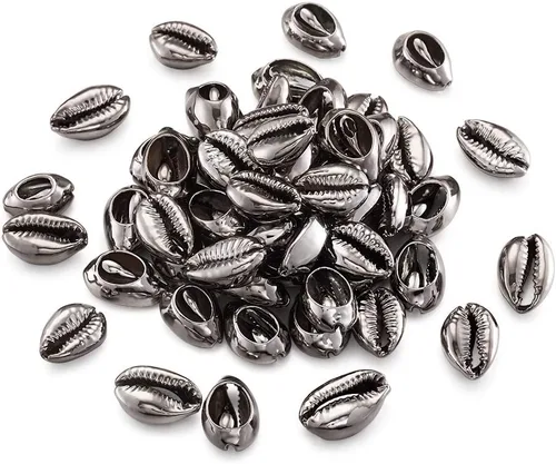 Vista 13 de Cheriswelry 100 cuentas de concha para hacer pulseras, conchas de cauri, cuentas espaciadoras de verano, playa, cuentas ovaladas para hacer