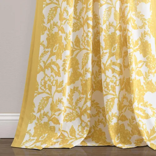 Vista 4 de Lush Decor Emma - Cortina jacobea texturizada para ventana (panel individual), 84 pulgadas de largo x 52 pulgadas de ancho, amarillo