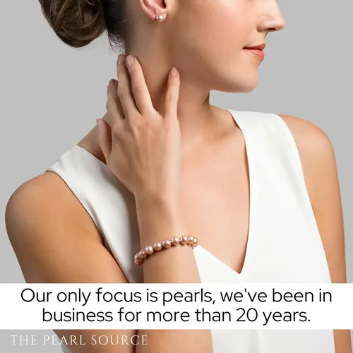 Vista 7 de The Pearl Source Pink Freshwater Pearl Bracelet for Women - Genuine Cultured Pearls, AAA Grade, 7.0-7.5mm in Sterling Silver