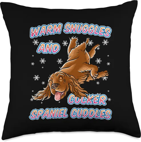 Vista 4 de BCC Cocker Spaniel Shirts & Dog Lover Gifts Warm Snuggles and Cocker Spaniel Cuddles - Almohada de Navidad para perros, 16.0 x 16.0 in, multicolor