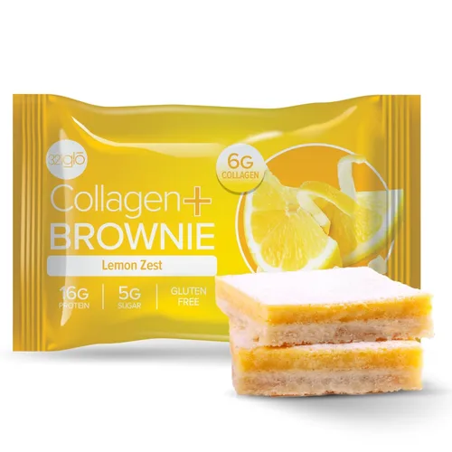 Vista 10 de 321glo Brownie de proteína de colágeno, sin gluten, bajo en azúcar, aperitivo keto para mujeres, hombres y niños, 0.66 onzas de proteína, 0.26 onzas