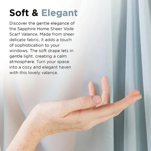 Vista 6 de Sapphire Home Cortinas de cenefa para ventana, cenefas transparentes extralargas para ventanas, cortinas de gasa para sala de estar, cocina