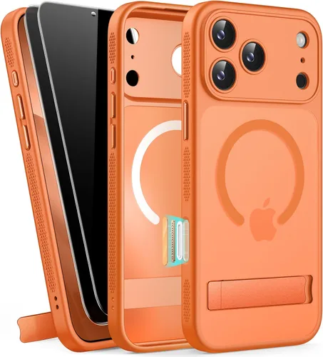 Vista 26 de BXYJY Funda magnética para iPhone Air con soporte, compatible con MagSafe, botón de control de cámara, protección completa de la lente, caída