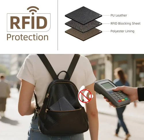Vista 28 de Zoppen - Billetera de viaje con bloqueo RFID multiusos (Ver.4) Portatarjetas de pasaporte y vacunas, organizador de documentos de tres pliegues