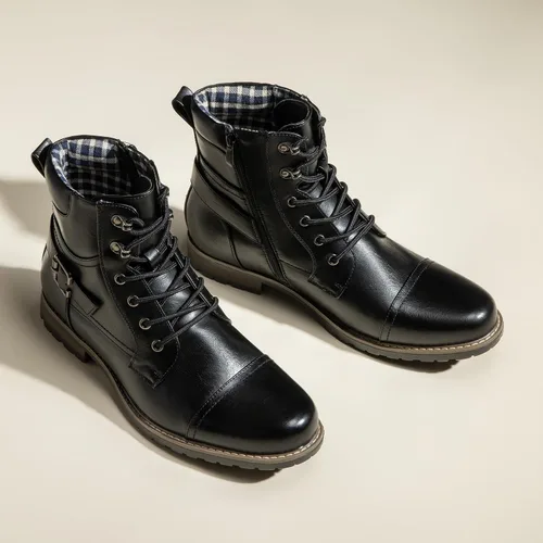 Vista 8 de Bruno Marc - Botas de combate para motocicleta con cremallera para hombre