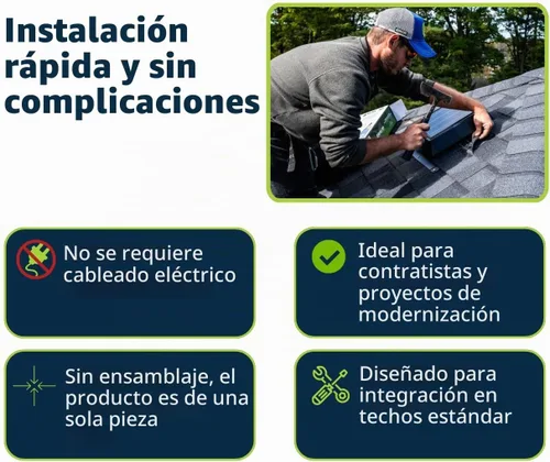 Vista 4 de Ventilador solar de ventilación 4SEASONS para ático – 400 CFM de flujo de aire, hasta 500 pies cuadrados, panel solar de 12 W, certificado CSA A93