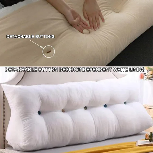 Vista 4 de Almohada triangular para cabecero, cojín triangular de color sólido, almohada de descanso en cama, almohada extraíble con soporte de cuña grande
