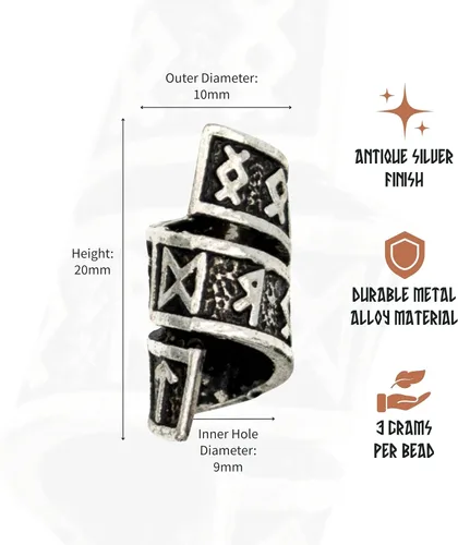 Vista 4 de Viking Beard Bead Coil Set (8-Pack) - Norse Rings for Hair, Dreads & Beards