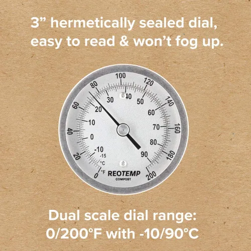 Vista 3 de REOTEMP Termómetro de compost resistente, Fahrenheit y Celsius (vástago de 24 pulgadas), fabricado en los Estados Unidos