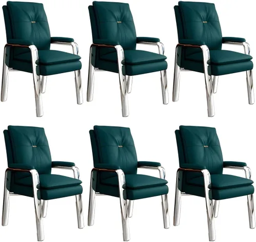 Vista 22 de PU Leather Conference Chair with Fixed Arms High-Back Ergonomic Mahjong Chair Chess Card Room Backrest Computer Chair Long-Term Sitting Mahjong