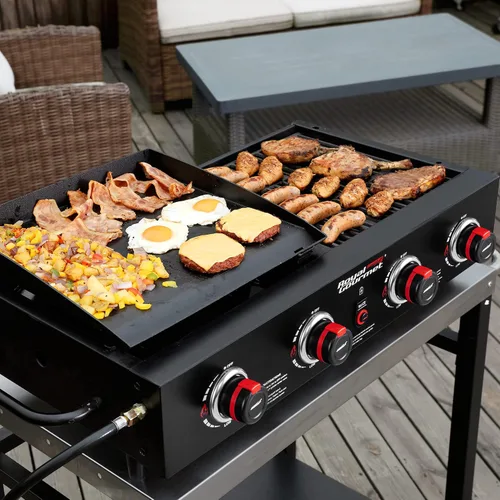 Vista 9 de GD4001TB Combo de parrilla y plancha de propano, 4 quemadores, parrilla de gas portátil para patio trasero o cocina al aire libre, 40000 BTU