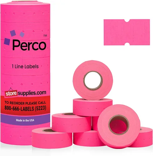 Vista 17 de Etiquetas azules Perco de 1 línea - 8 rollos, 1 funda, 8,000 etiquetas en blanco para pistolas de precio y fecha de 1 línea Perco - Fabricadas