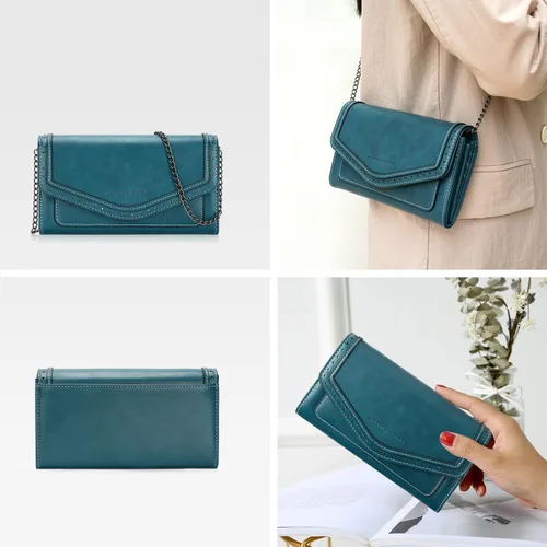 Vista 2 de Monedero pequeño para mujer, bolso de noche con cadena, bolso cruzado con ranuras para tarjetas