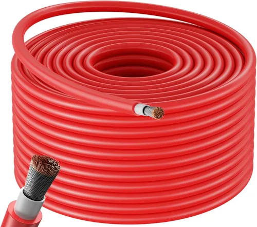 Vista 12 de Bateria Power 4 pares de cable de panel solar de 50 pies negro y 50 pies rojo Kit, cable de extensión de panel solar 10AWG (6mm²) de cobre estanñado