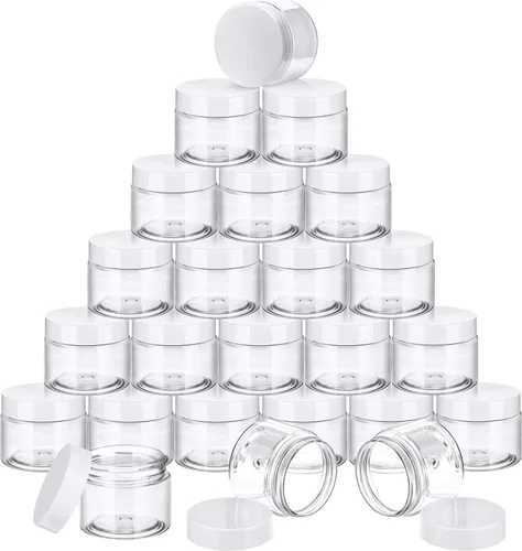 Vista 42 de SATINIOR 24 frascos de plástico transparente vacíos con tapas, recipientes de almacenamiento redondos de boca ancha para productos de belleza