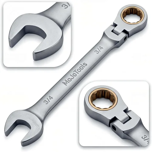 Vista 14 de Juego de llaves de trinquete SAE de 15 piezas (1/4 ″ – 1 ″), llaves combinadas de cabeza flexible de 72 dientes, kit de herramientas mecánicas Cr-V