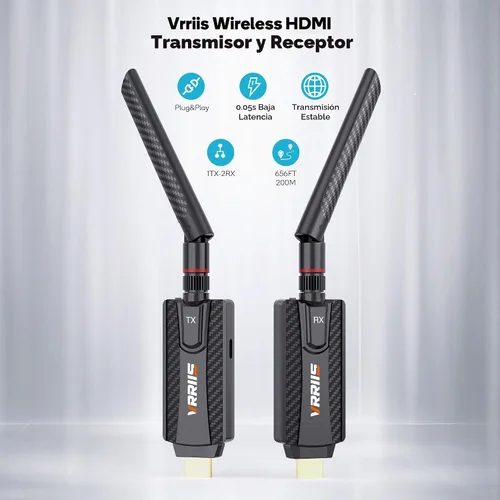 Vista 2 de Transmisor y receptor HDMI inalámbrico, Plug and Play, kit de extensor HDMI inalámbrico 1080P compatible con 2.4 GHz y 5 GHz para transmisión
