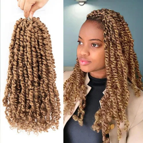Vista 31 de Fulcrum Pelo de ganchillo Passion Twist de 8 pulgadas, 9 paquetes de cabello pretrenzado y prerrizado para mujeres negras (8 pulgadas