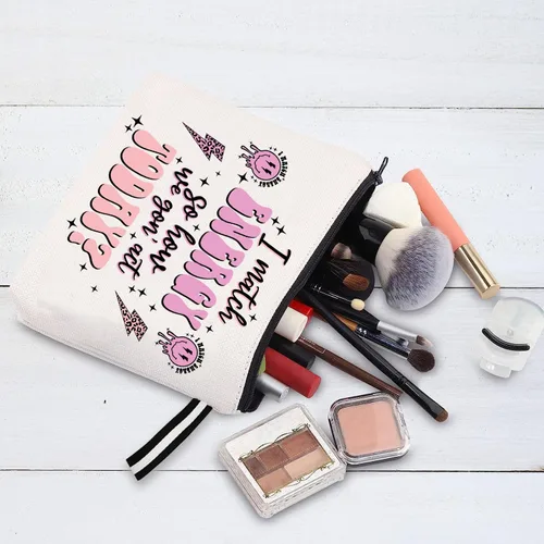 Vista 2 de Bolsa de maquillaje inspirada para mujer, bonita bolsa de cosméticos para amigos y familia, bolsa de aseo de viaje, bolsa de cosméticos portátil