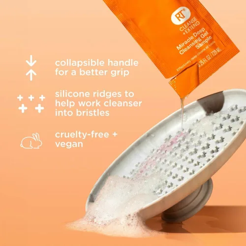 Vista 3 de Real Techniques Miracle Brush - Paleta limpiadora de brochas de maquillaje para limpieza profunda, uso con champú de brochas de maquillaje, crestas