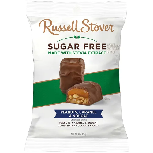 Vista 8 de Rusell Stover - Dulces de chocolate con leche sin azúcar y con sabor a maní, caramelo y turrón (paquete de 10 bolsas de 3 oz)