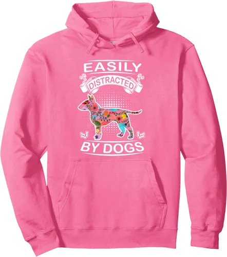 Vista 9 de Easily Distracted By Dogs Bull Terrier Dog Lovers Puppy Pullover Hoodie