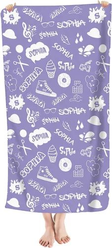 Vista 18 de Toalla de playa personalizada de dinosaurio para niños, bebés, niños y niñas con nombre de 30 x 56 pulgadas, toalla de baño con nombre personalizado