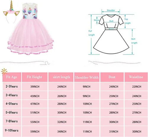 Vista 4 de Disfraz de unicornio para niñas, vestido de noche de fiesta de flores para Halloween
