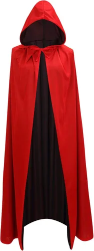 Vista 4 de Capa de bruja gótica de pirata vampiro, unisex, color negro y rojo