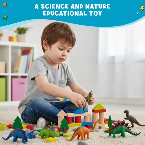Vista 3 de Get Ready Kids Juego de figuras de dinosaurios - 8 juguetes grandes