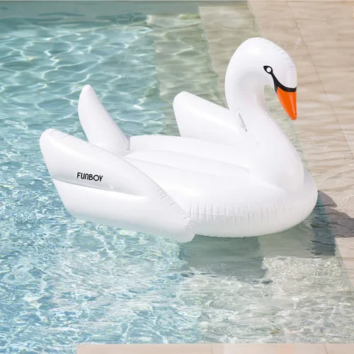 Vista 2 de FUNBOY Giant Inflatable Swan Pool Float, Luxury Float for Summer Pool Parties and Entertainment