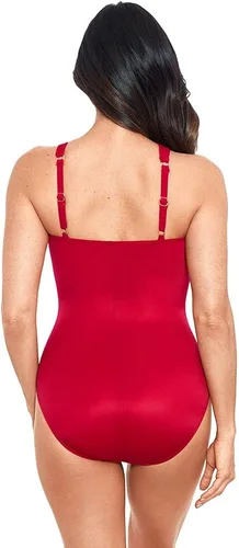Vista 3 de Miraclesuit Traje de baño de una pieza para mujer, estilo roca, unicolor europeo, asimétrico, con aros
