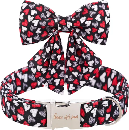 Vista 86 de Unique style paws - Collar para perros con corbatín, collar ajustable para perros y gatos, pequeño, mediano y grande