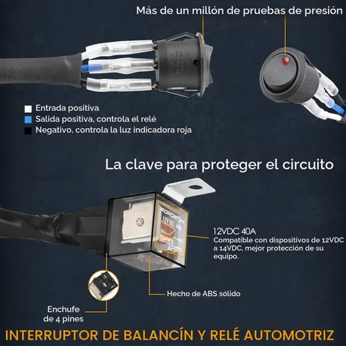 Vista 4 de Nirider - Arnés de cableado de 1 cable, 12 V, 40 A, interruptor basculante, fusible, kit de arnés de cableado de nailon para barras de luz LED