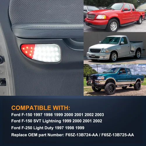 Vista 7 de Nilight 2 piezas de luz LED para panel de puerta interior, luces de cortesía blancas y rojas, conexión plug and play, compatibles con Ford F-150