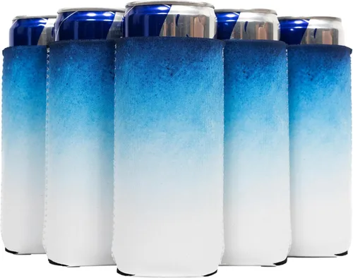 Vista 31 de QualityPerfection Fundas delgadas para enfriar latas, cerveza/energía (paquete de 6) para bebidas en blanco, 12 onzas, alta calidad, 0.157 in