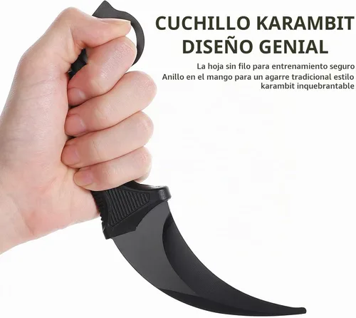 Vista 5 de Karambit - Cuchillo de entrenamiento sin filo Karambit con funda para principiantes, herramienta de entrenamiento 100% segura