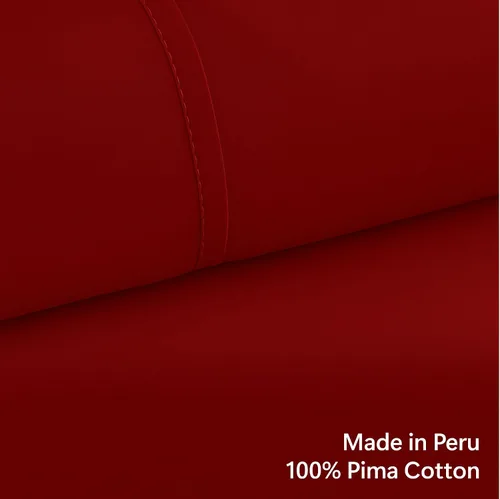 Vista 3 de Peru Pima Juego de sábanas Percal de 285 hilos tamaño individual, 100% algodón Pima peruano, 3 piezas (plano, ajustado, 1 funda de almohada)