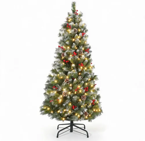 Vista 11 de IDEALHOUSE Árbol de Navidad artificial preiluminado de 7.5 pies Blanco