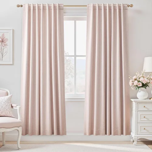 Vista 52 de UHITECH Cortinas cortas de lino de 24 pulgadas de largo para ventanas pequeñas de granja, cortinas opacas modernas para sala de estar, pestañas