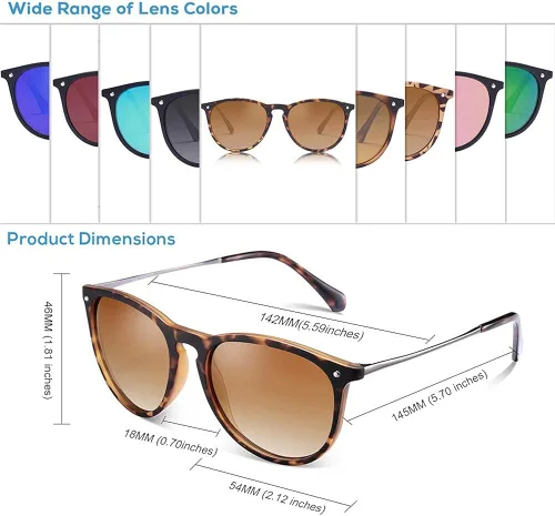 Vista 6 de Carfia Vintage Sunglasses for Women Polarized UV Protection Classic Retro
