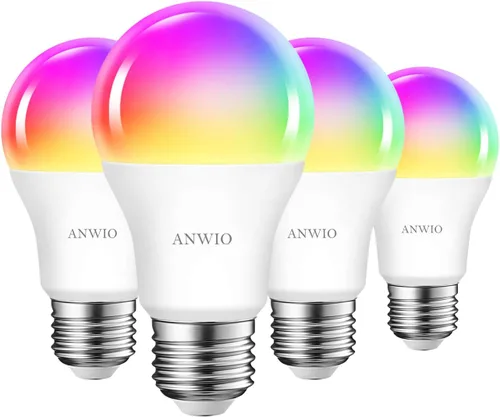 Vista 10 de ANWIO Bombillas inteligentes de 8.5 W (reemplazo de 60 W) A19 E26 bombilla LED funciona con Alexa, Google Assistant, aplicación Smart Life