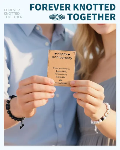 Vista 5 de UNGENT THEM Pinky Promise Forever Knot - Pulseras para parejas, aniversario, Navidad, San Valentín, regalos para novio, novia, él y ella